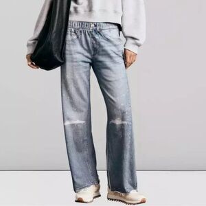 Rag & Bone Miramar Wide Leg Pants Sweatpant Jeans in Albee Blue XS